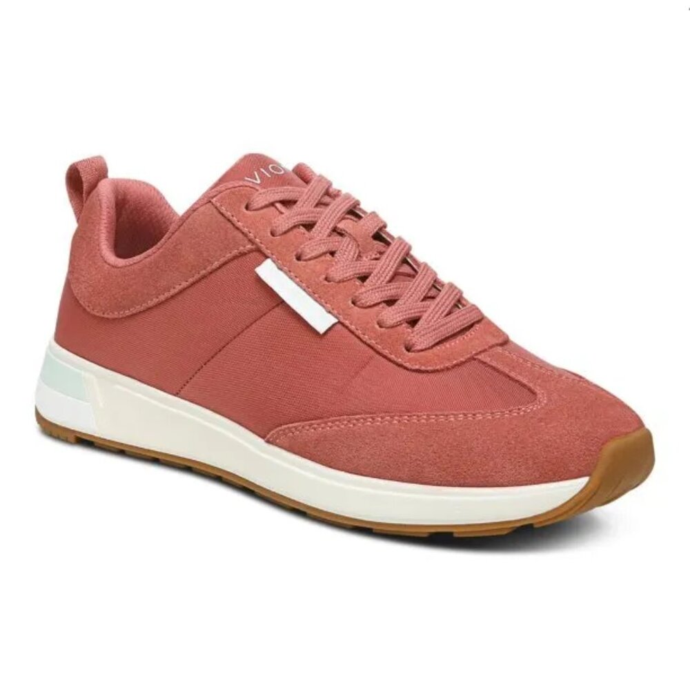 Vionic Suede and Nylon Lace-Up Sneakers-Breilyn-Dusty Cedar-6M-NEW-A451544